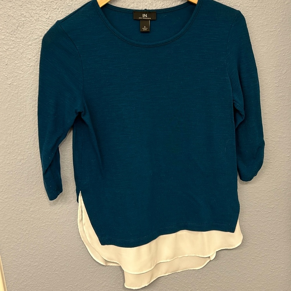 Dark teal-green layered tee by I.N. San Francisco